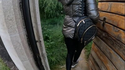 A lot of cum on my shiny down-jacket from the gardener 270- preview