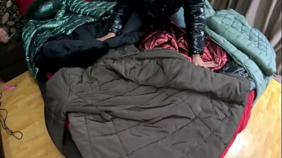 Several shiny down-jackets used for fucking and masturbating 267