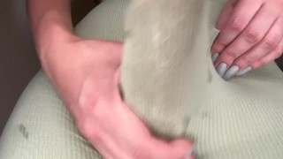 Stepmother can’t Hold Cum and ask Stepson to Suck Her Massive Dick on Tennis