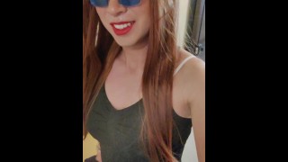 Sissy slut Bess walks outside her condo bottomless to play with herself